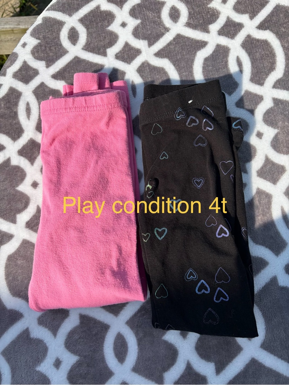 Kids Pink and Black Heart Leggings - Brand Unknown